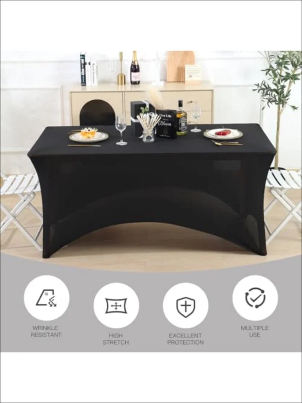 6 Pack 6FT Spandex Fitted Table Cover Rectangle Set for Events